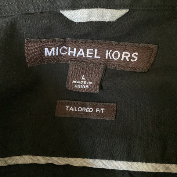 Michael Kors Men's Large Tailored Fit Black, Button down Dress Shirt 100% Cotton - Picture 7 of 11